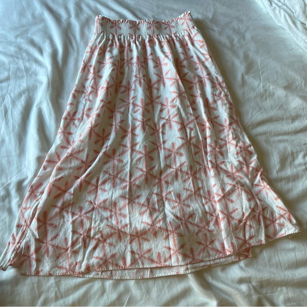 Loft linen rayon midi skirts side slits high elastic waistband summer